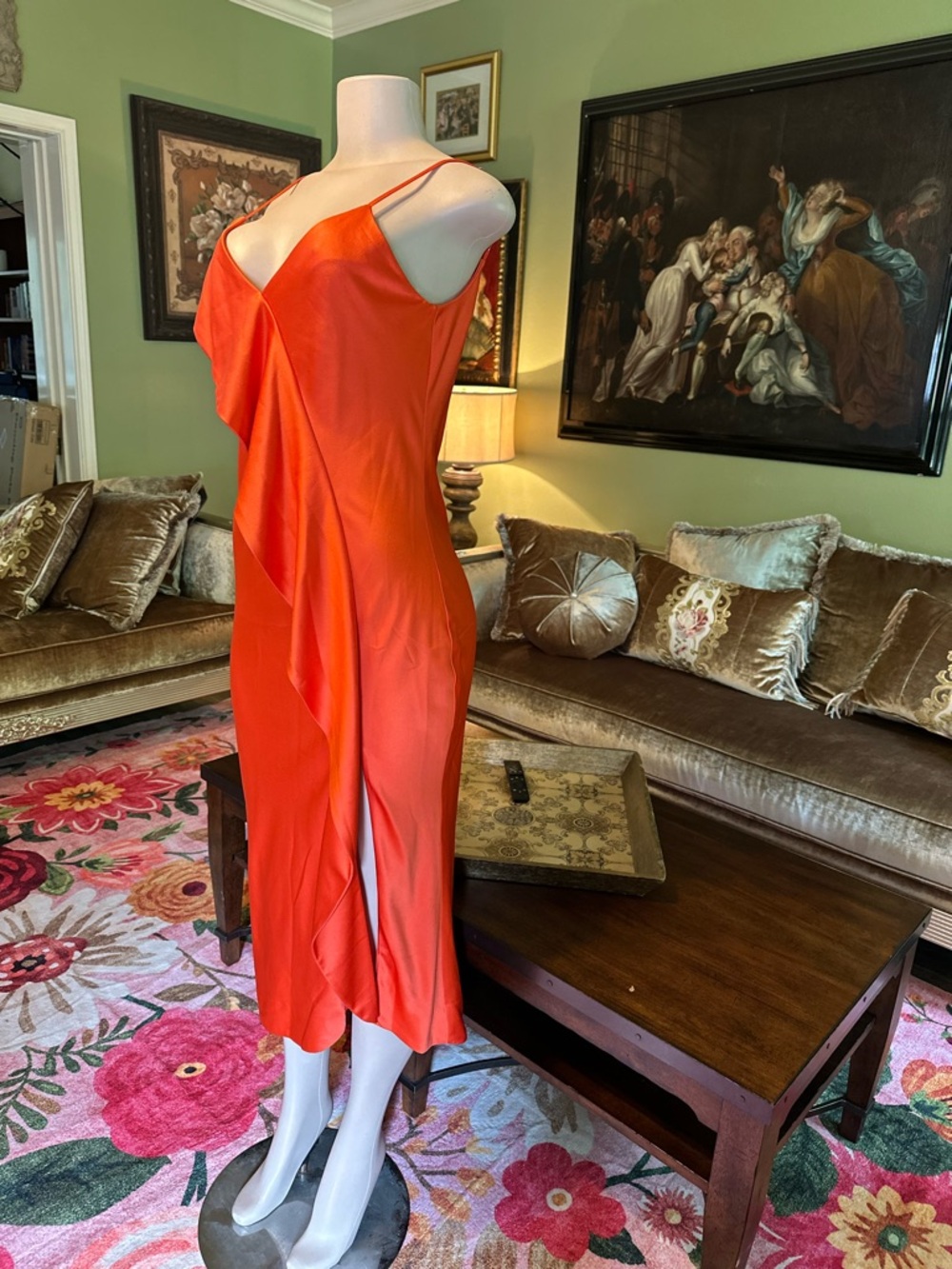 Chic Asymmetrical Red Dress - Picture 3 of 9